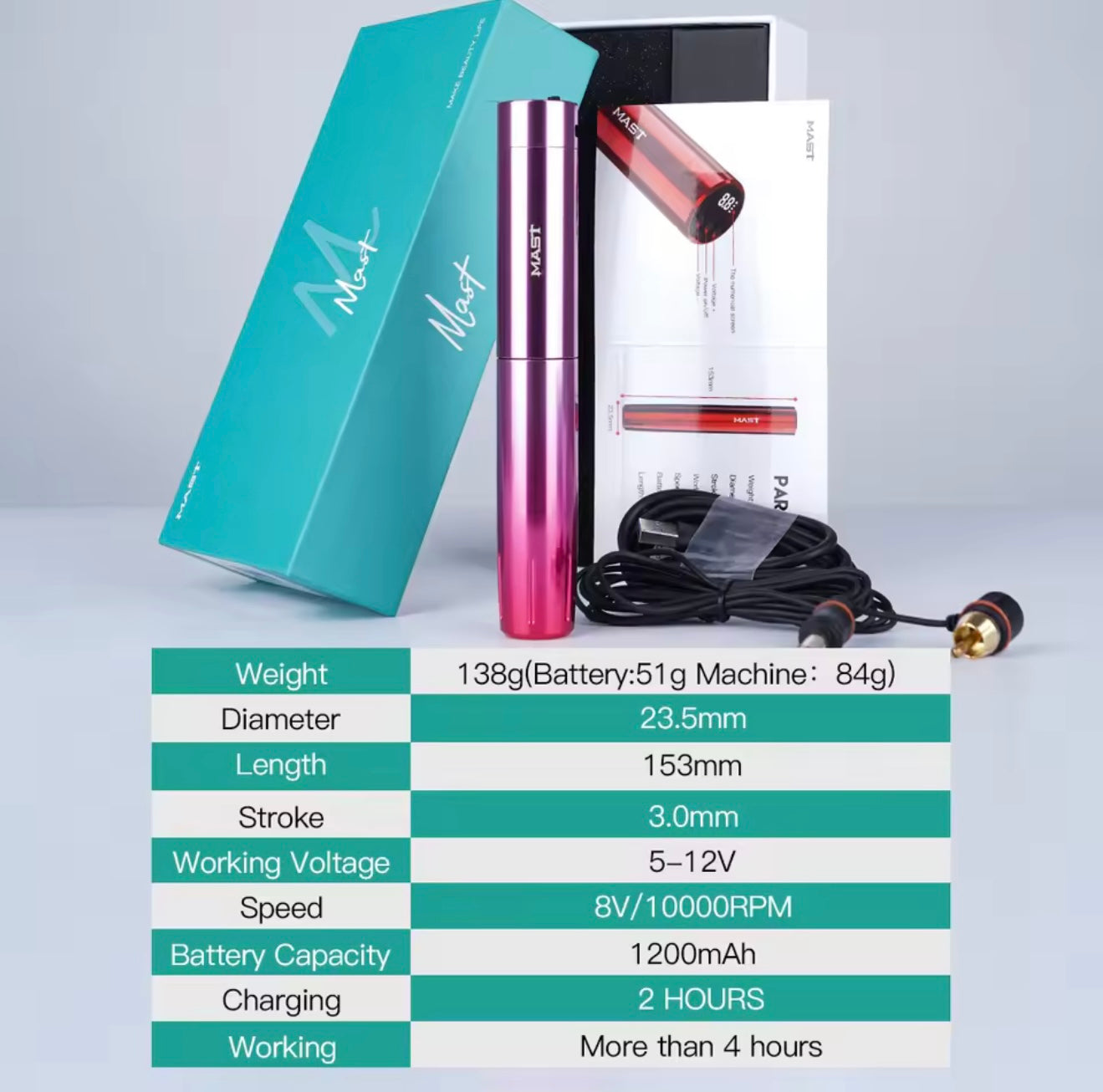 Mast Y22 3mm stroke Wireless Tattoo Machine