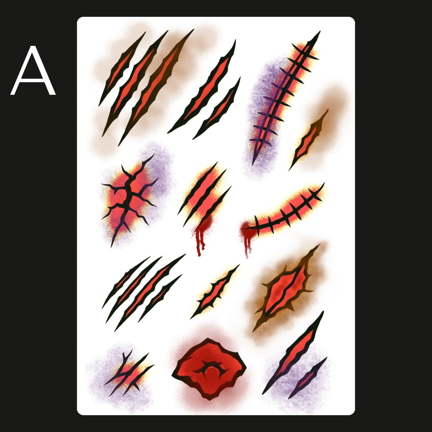 Halloween/ Scars/ Stitches Temporary Tattoos A6