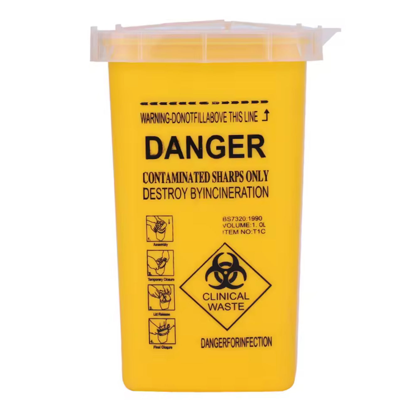 1L Disposal Sharps Container- Clinical Waste