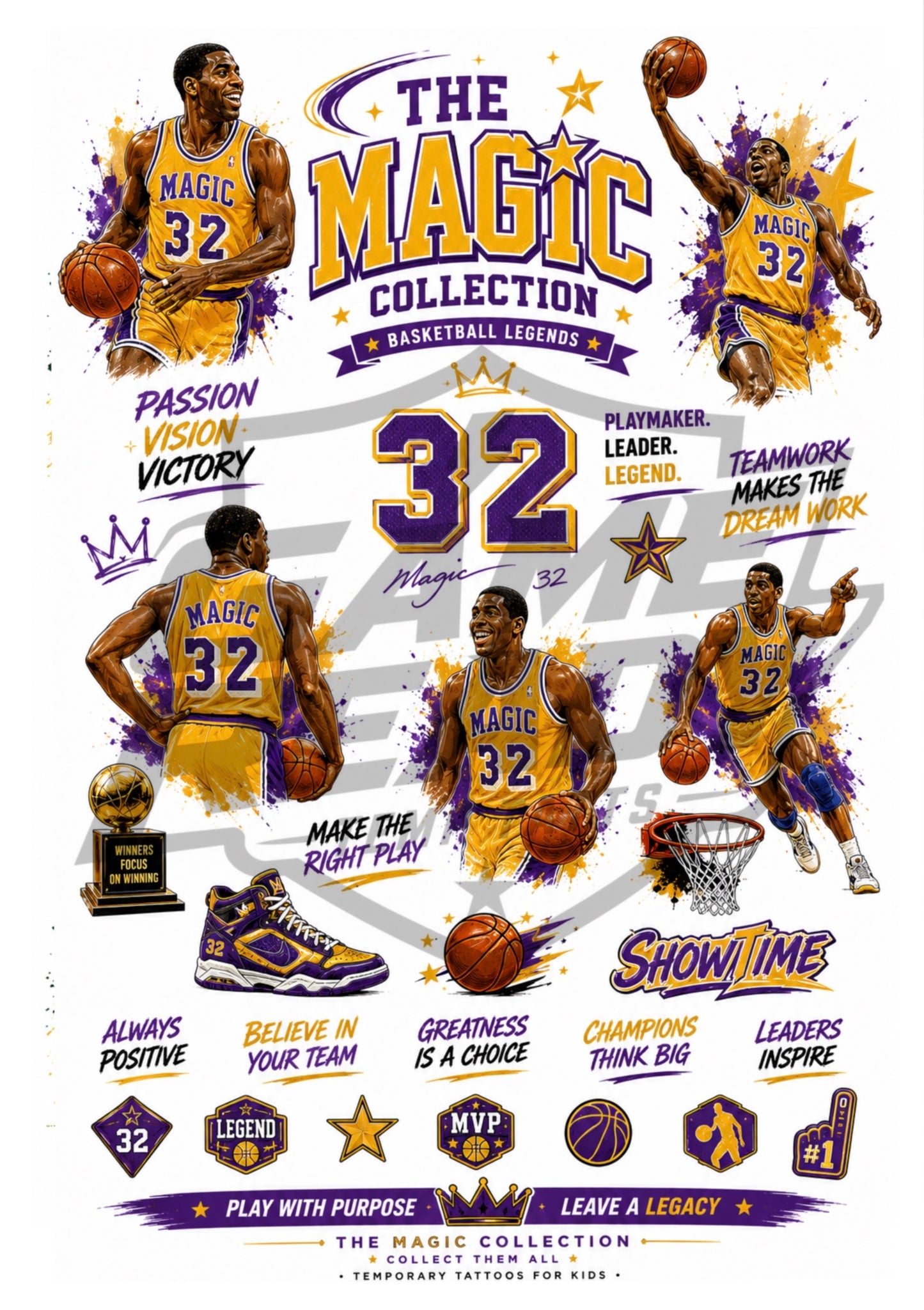 A5 Basketball Superstar Temporary Tattoos
